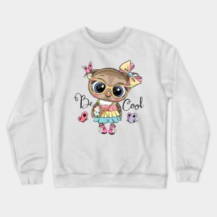 Cute fashion owl in a dress Crewneck Sweatshirt